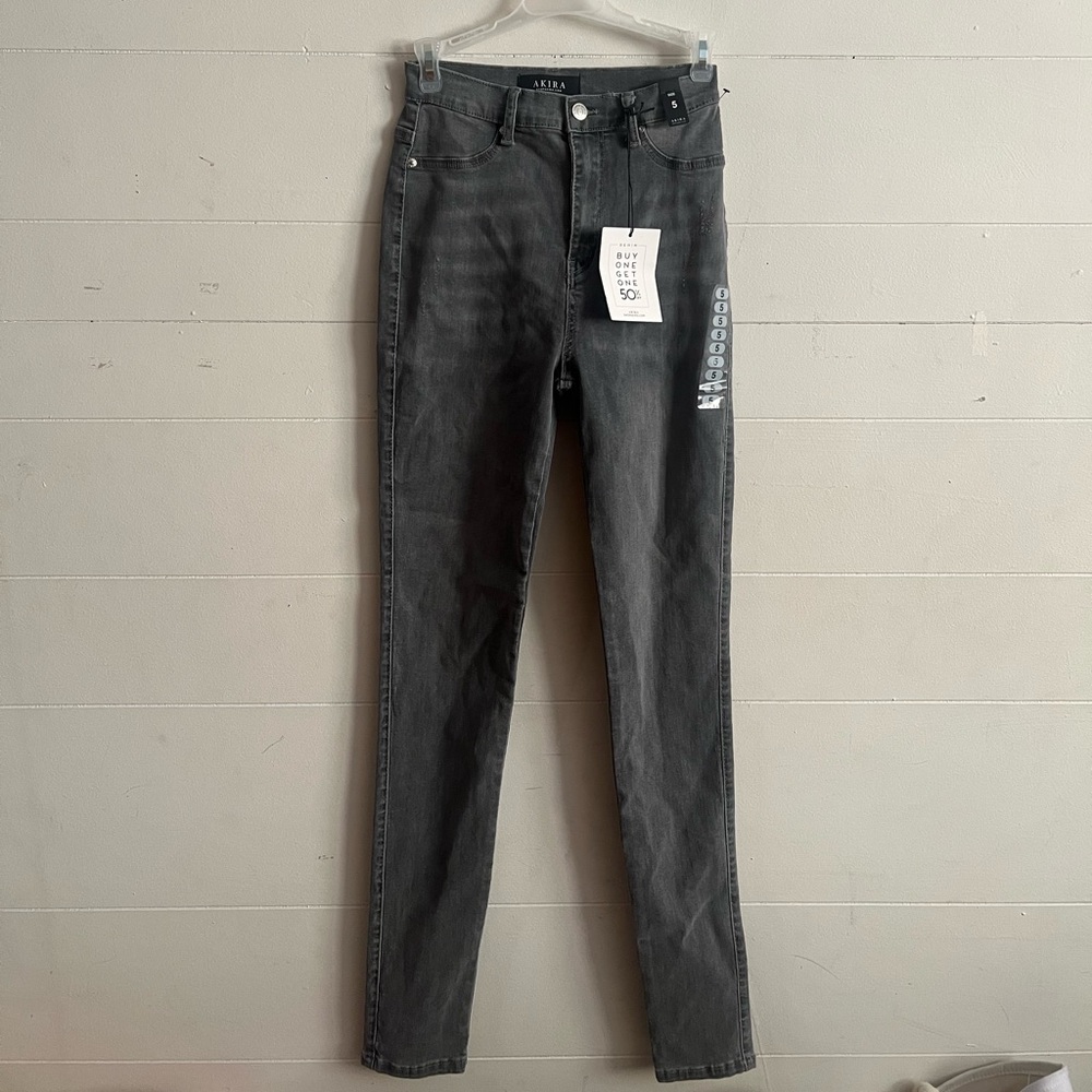 Akira size 5 grey slightly distressed jeans
